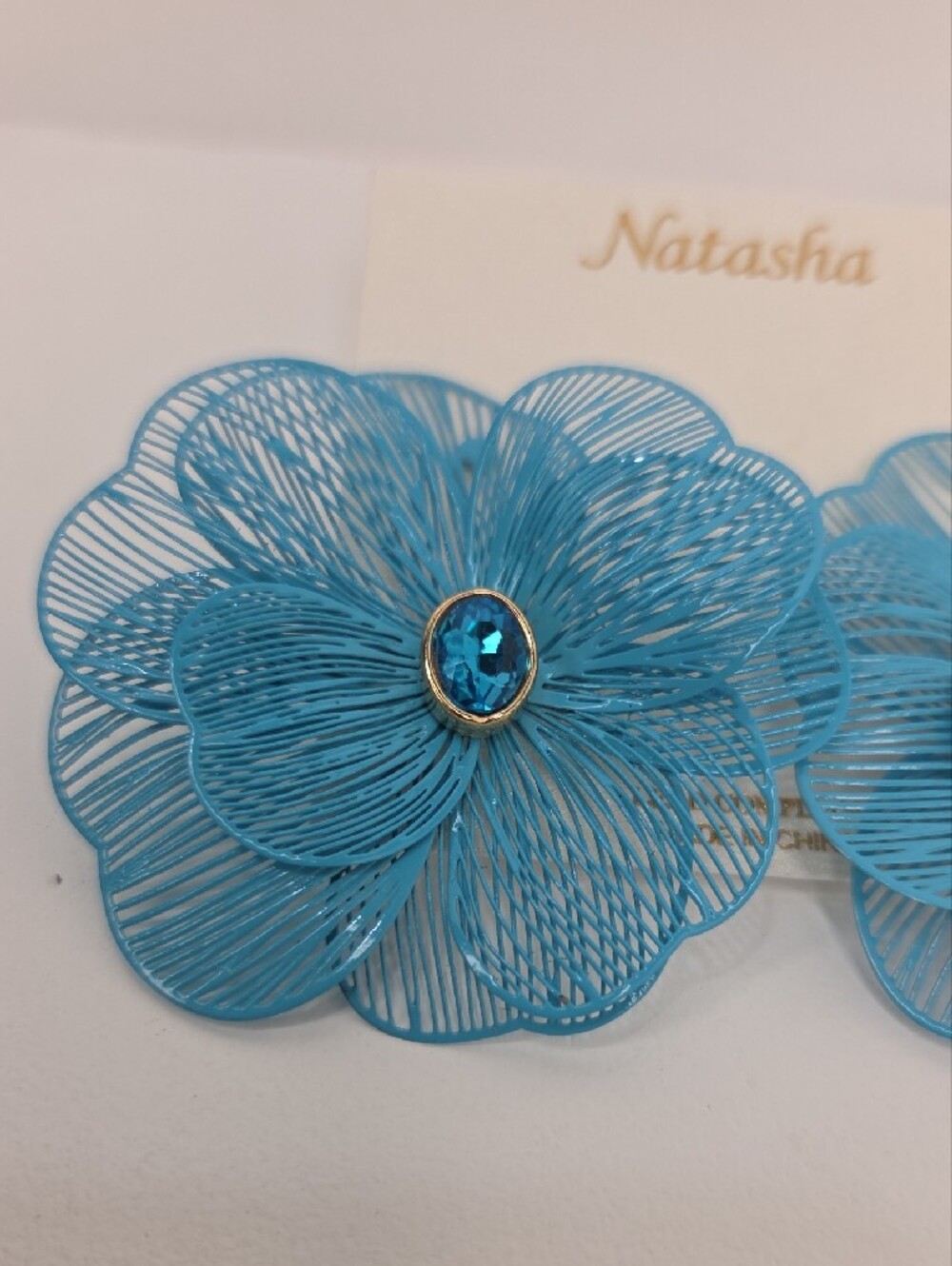 💙▪️Natasha Couture ▪️Turquoise Wire Floral Filigree Earrings - Picture 4 of 6